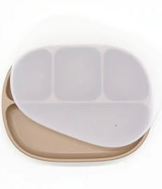 Silicone Suction Plate With Lid | khaki